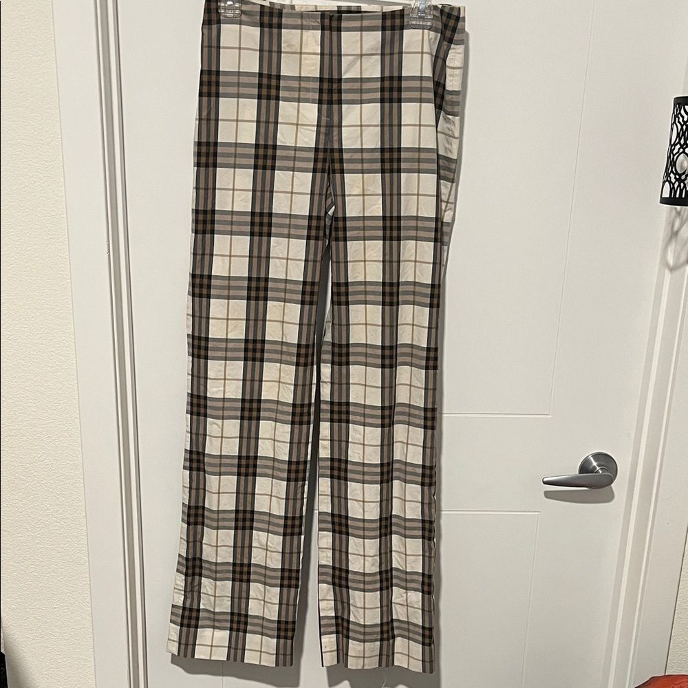 Burberry Plaid Design Zipper Pants Luxury Work Event Vacation Office Resort